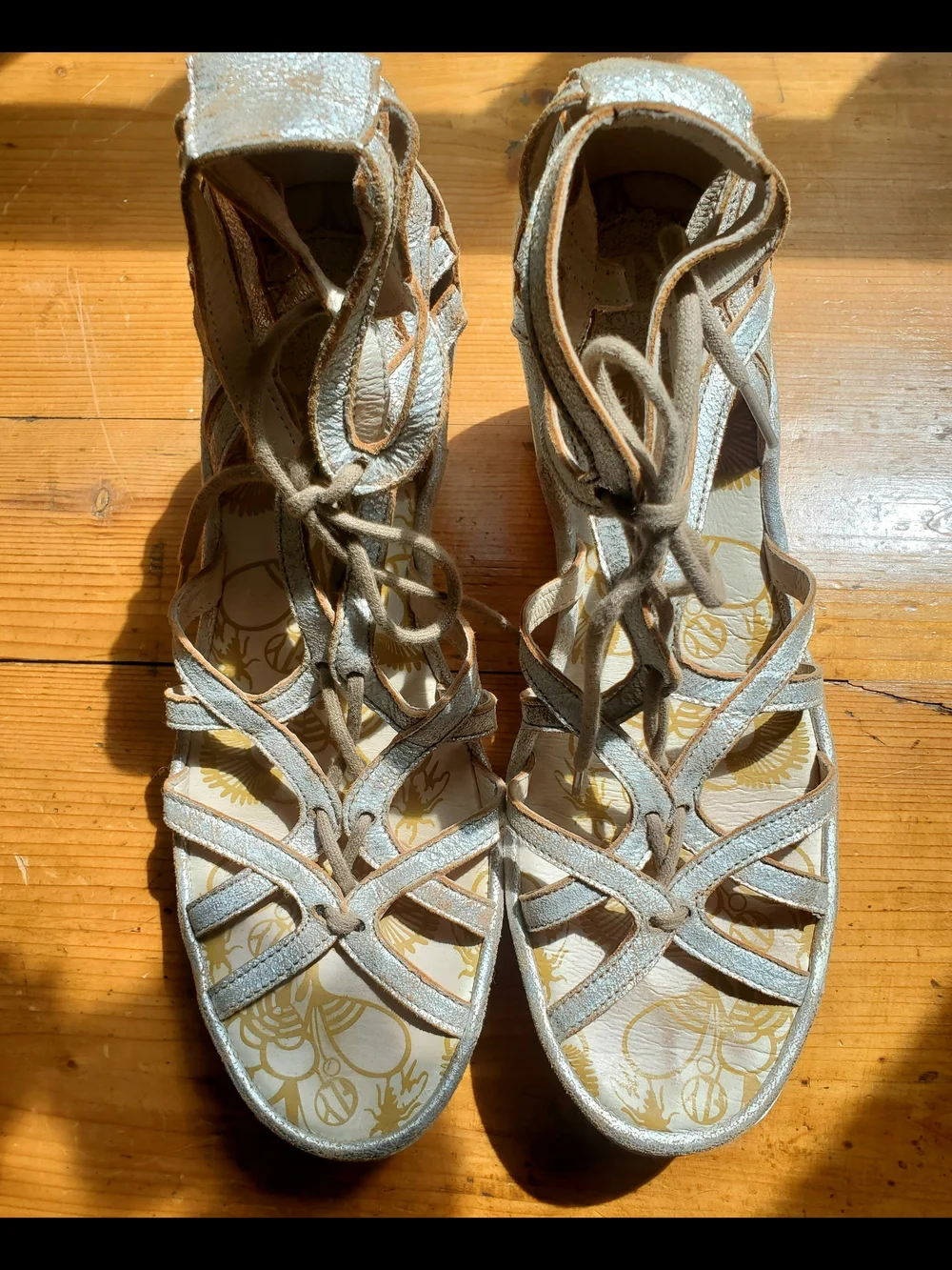 Fly London • Yuke Wedge Heel • Lace Up Gladiator Sandals • Size 41 (10-10.5)